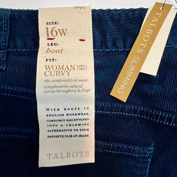 Talbots Curvy Fit Blue Bootcut Corduroy Pants Plus Size 16W - Picture 6 of 8